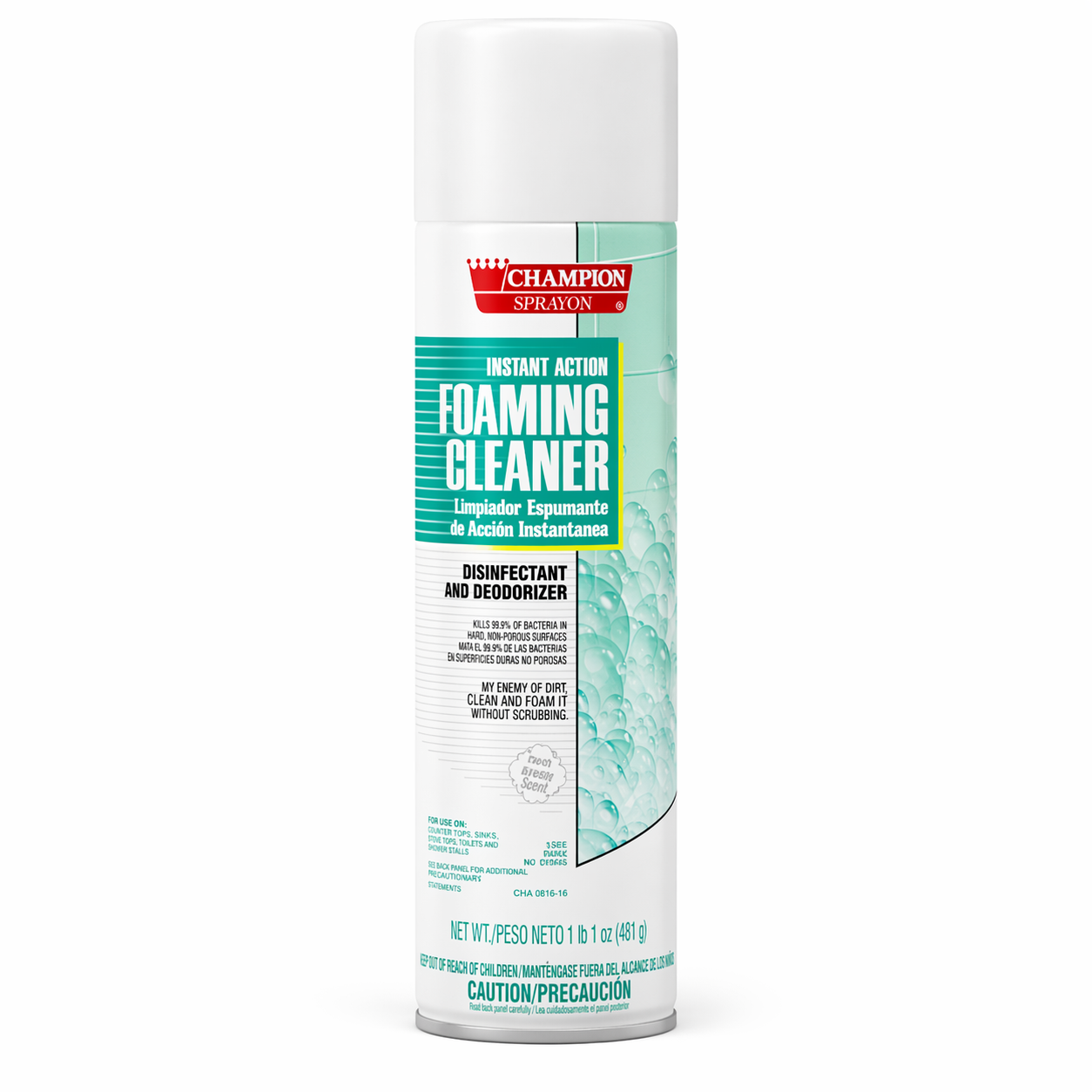 Can of Champion Foaming Cleaner on a white background