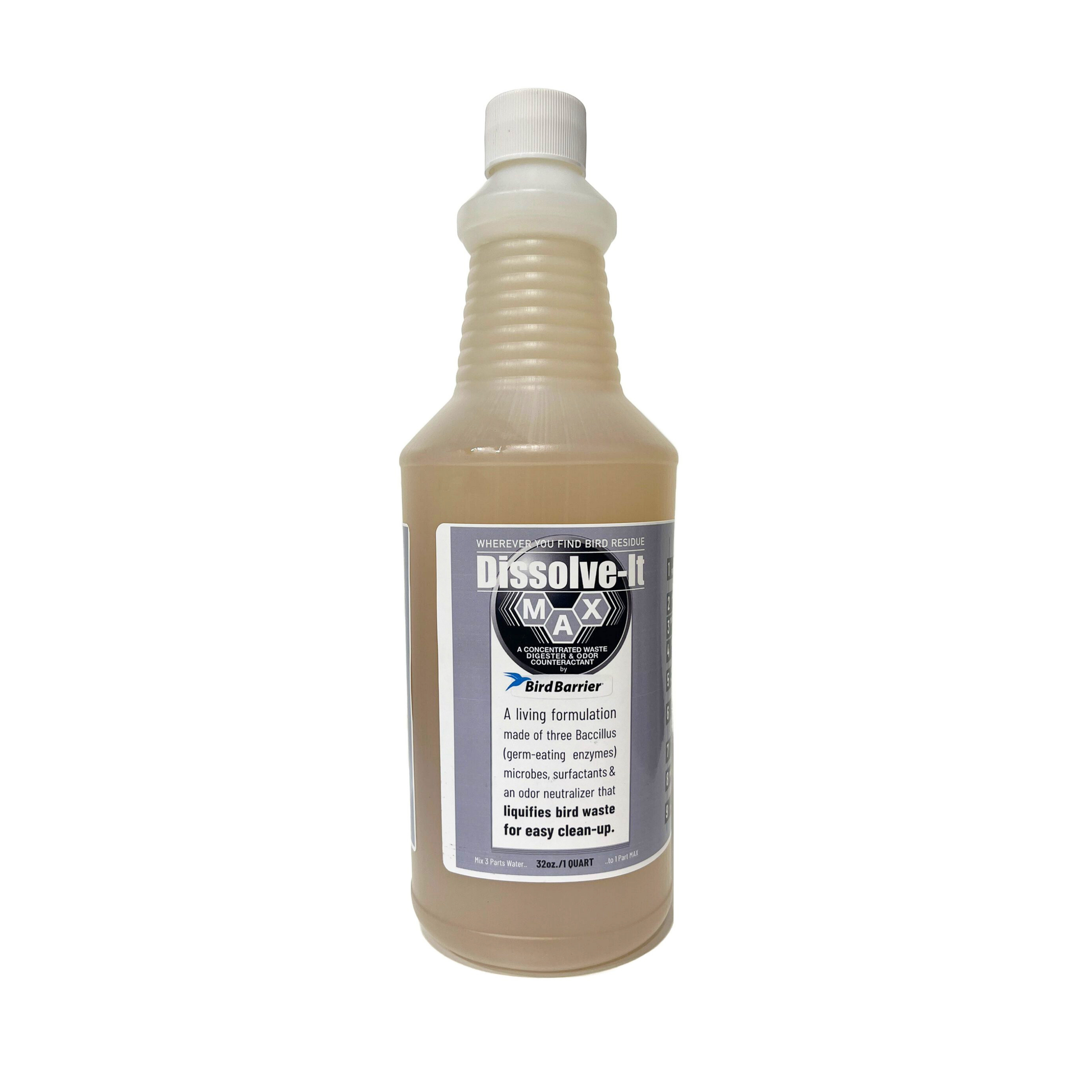 Bottle of Dissolve-It Max on a white background