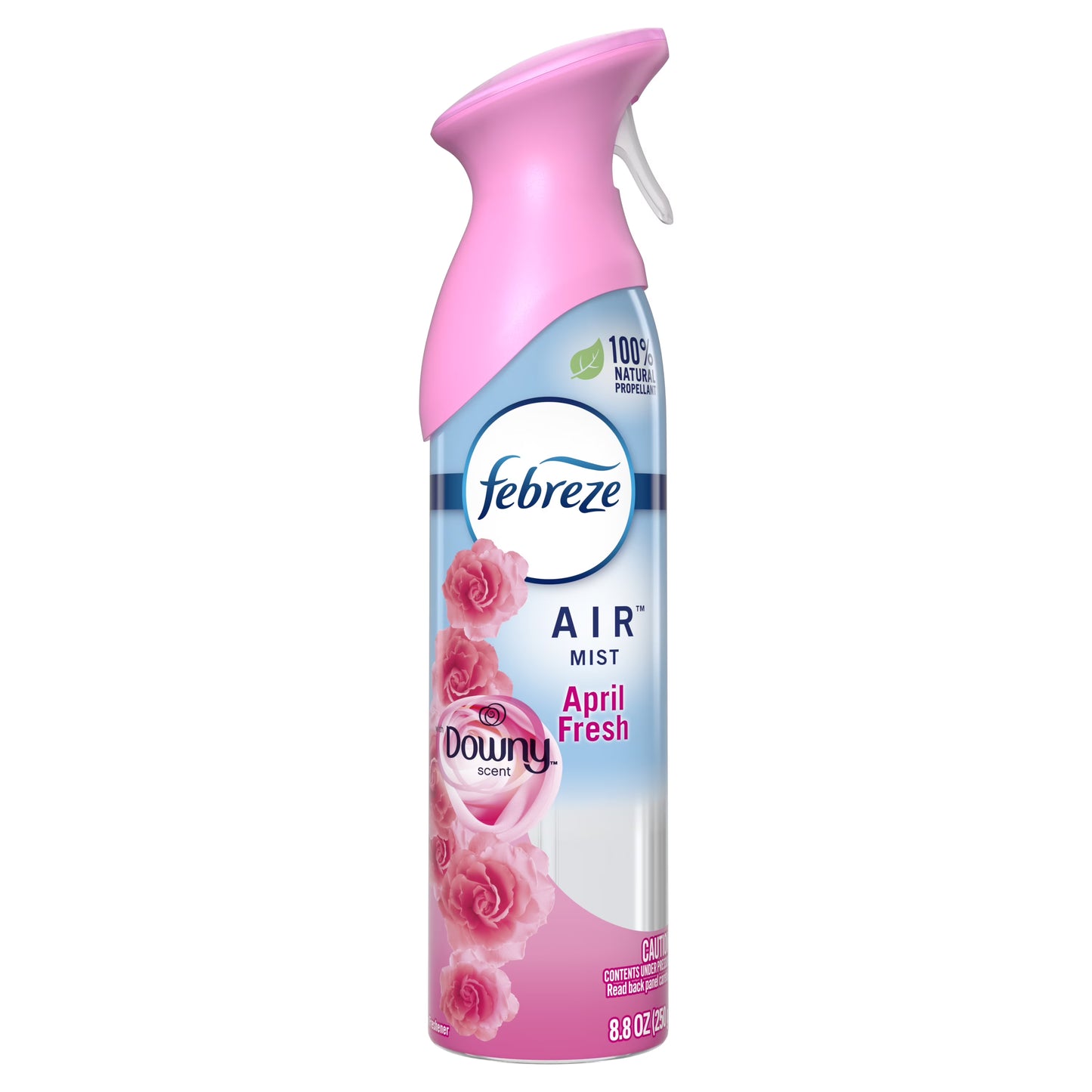 Febreze Air Mist April Fresh spray bottle with pink and blue design 