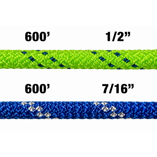 Two ropes with measurements labeled on a white background