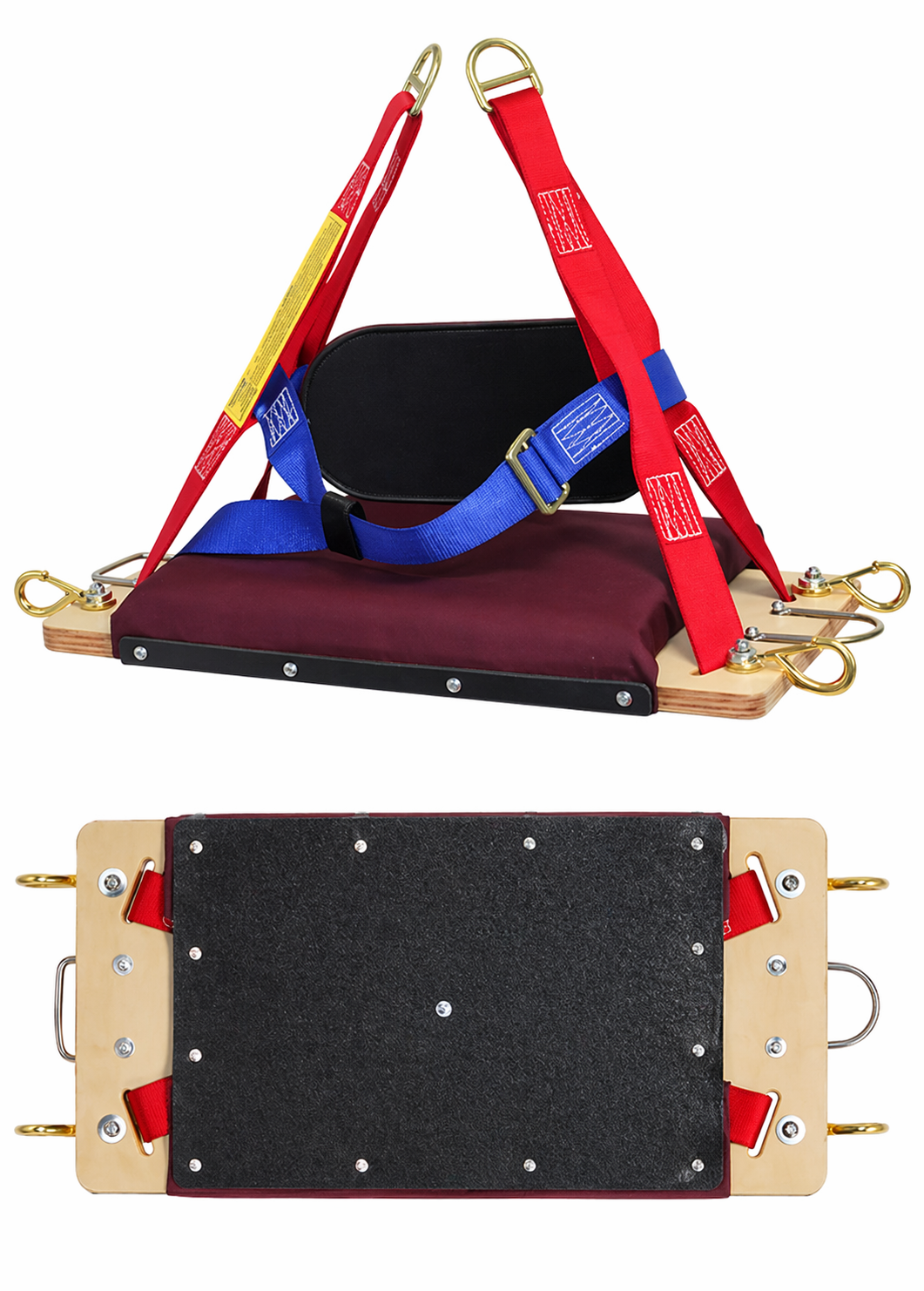 MIO Bosun's Chair with straps and cushions on a white background