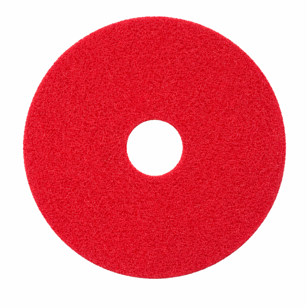 Red Scrubber Machine Pad over white background