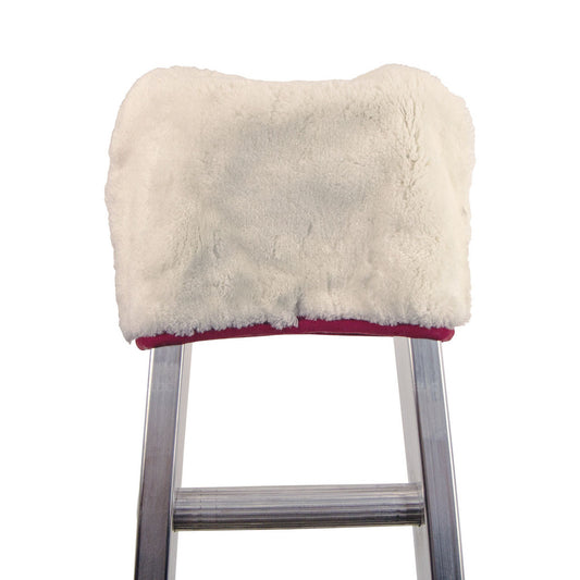 ladder with a white fur cover on a white background