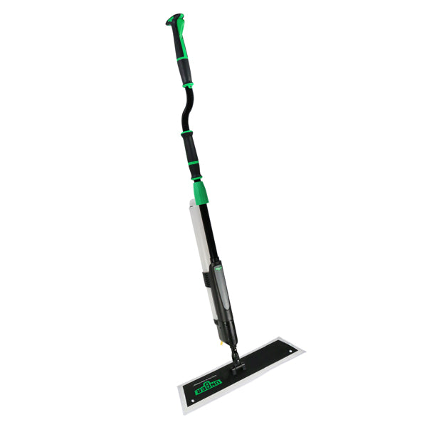 Mop with a black and green handle on a white background