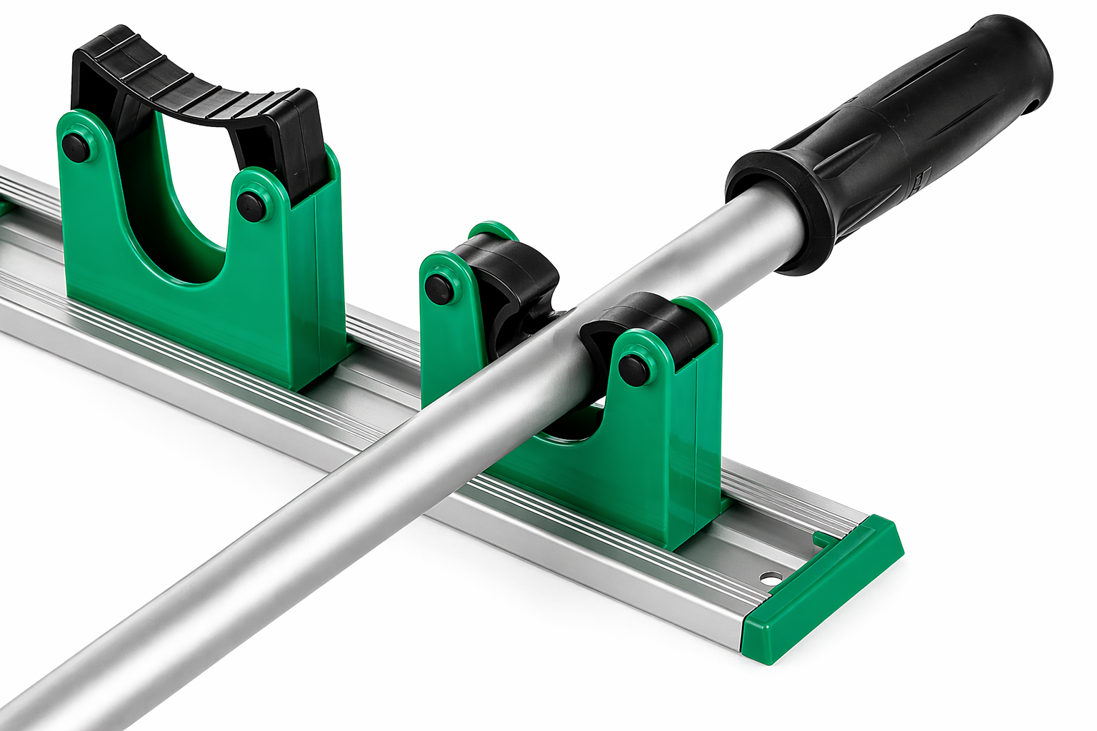 Unger Hang Up Tool Rack with green and black handles on a white background