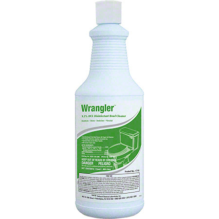 Bottle of Wrangler toilet bowl cleaner on a white background