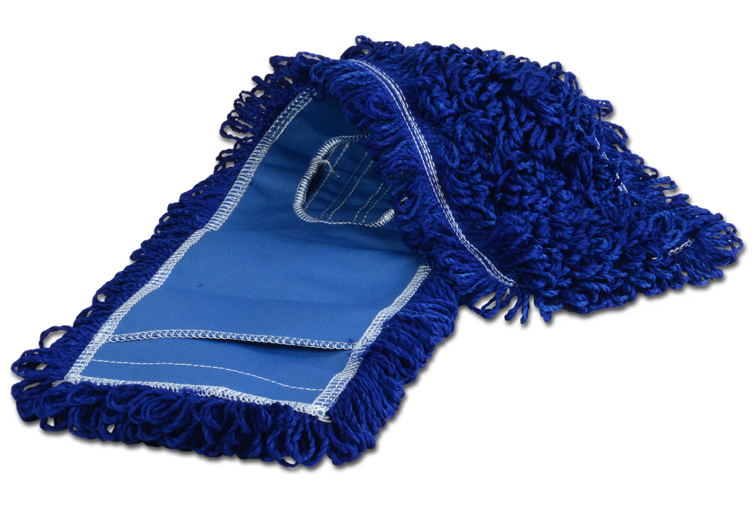 Blue microfiber cleaning Dust Mop on a white background