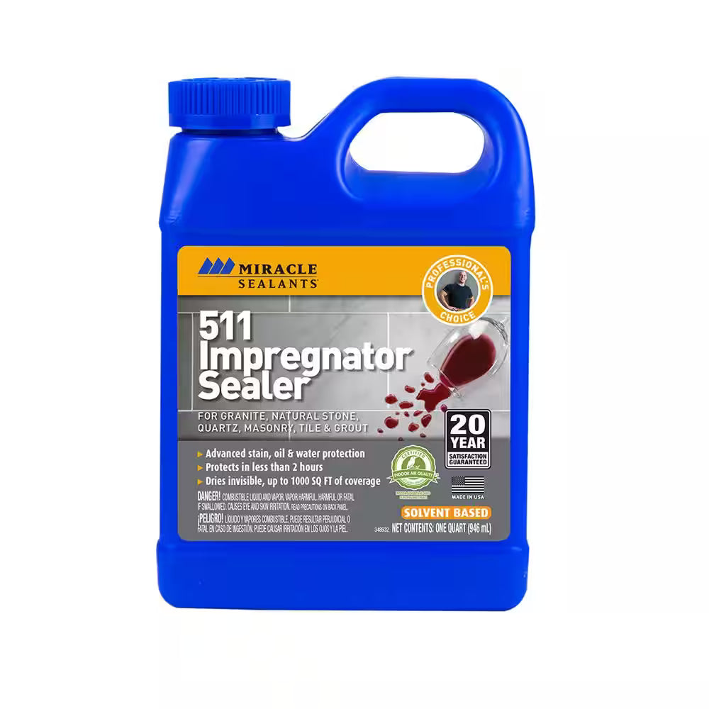 Blue bottle of Miracle Sealants 511 Impregnator Sealer on a white background
